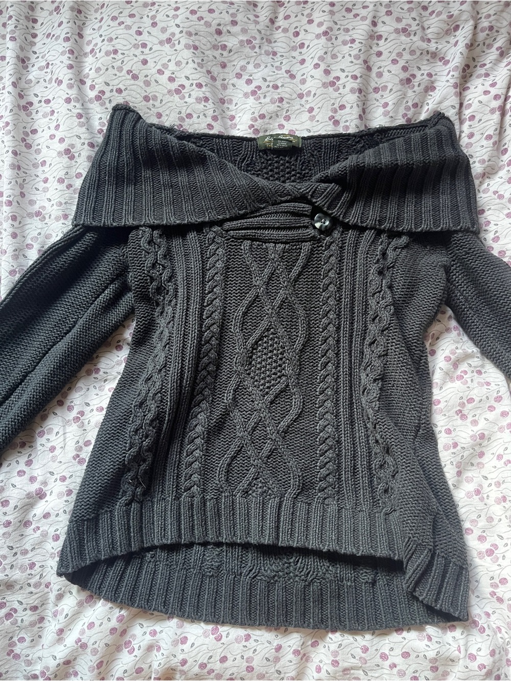off the shoulder sweater with buttons